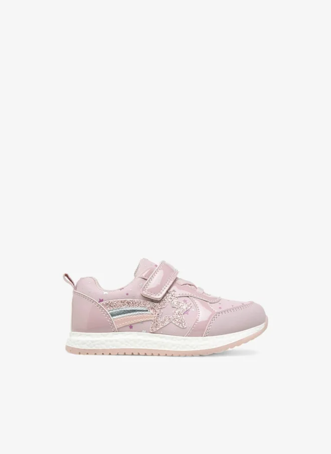 Flora Bella By Shoexpress Embellished Star Applique Sneakers with Hook and Loop Closure