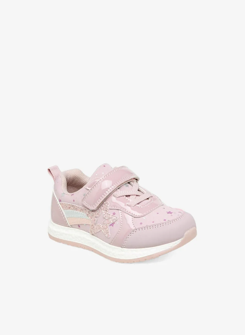 Flora Bella By Shoexpress Embellished Star Applique Sneakers with Hook and Loop Closure