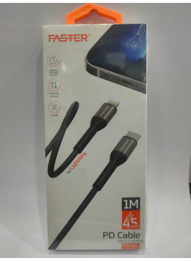 فاستر كابل PD-45L USB-C إلى Lightning أسرع - Image 1