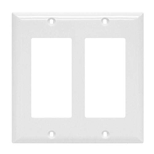 Power Gear Double Rocker Wallplate, Outlet Covers, 0.29" x 4.73", Screws Included, UL Listed, Light switch cover, White, 40023 - Image 1