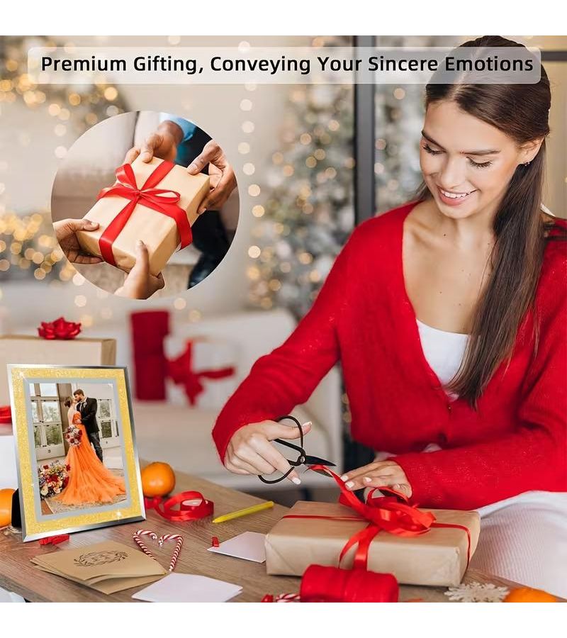 Golden Diamond Mirror Photo Frame 4x6 for Weddings Gifts Home Decor 3 Pack - Image 2