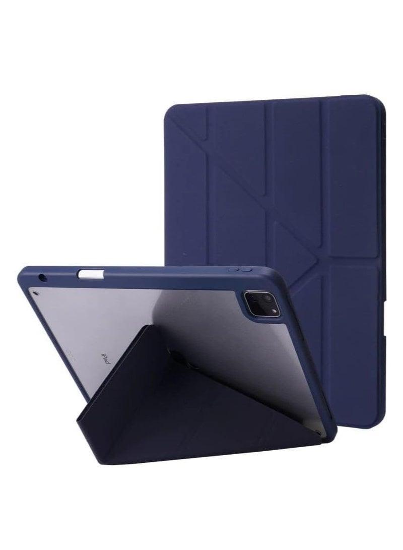 Case for iPad Pro 11 Inch Case M4 5th Generation 2024 with Pencil Holder, 5-in-1 Multiple Viewing Angles, Soft Clear Back Cover, Auto Wake/Sleep, (Navy Blue) - Image 1