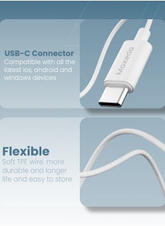 Moxedo Moxedo Mono Stereo Earphone USB Type-C Connector Earphone with In-Line Remote, Built-in Microphone for iPhone 15, Samsung Galaxy S24 Ultra/S21 Ultra/S20 FE Note 20/10, iPad Pro 2018/Mac Book (White)  - Image 3