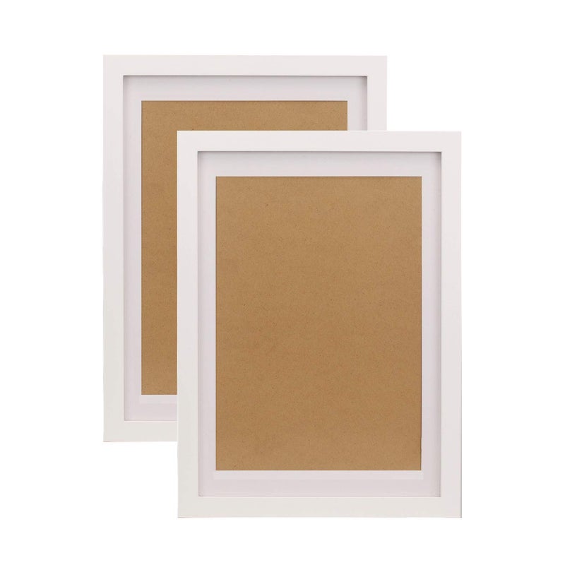 FUNTRESS 10x14 Picture Frame Display 9.5x13.5 for Wall Hanging/Display on Table Family Wooden Living Room Painting Frame with Mat (10x14 2 Pieces  White) - Image 1