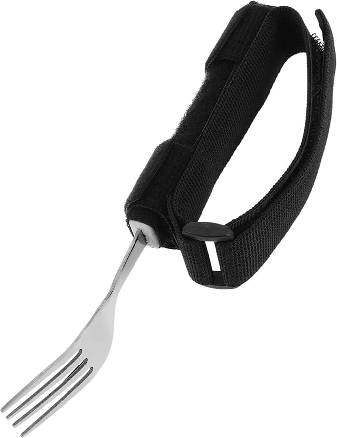 Adaptive Eating Aid Kit Forks Spoons Hand Strap Holder Stainless Steel 17 5X3 0X3 0CM - Image 1