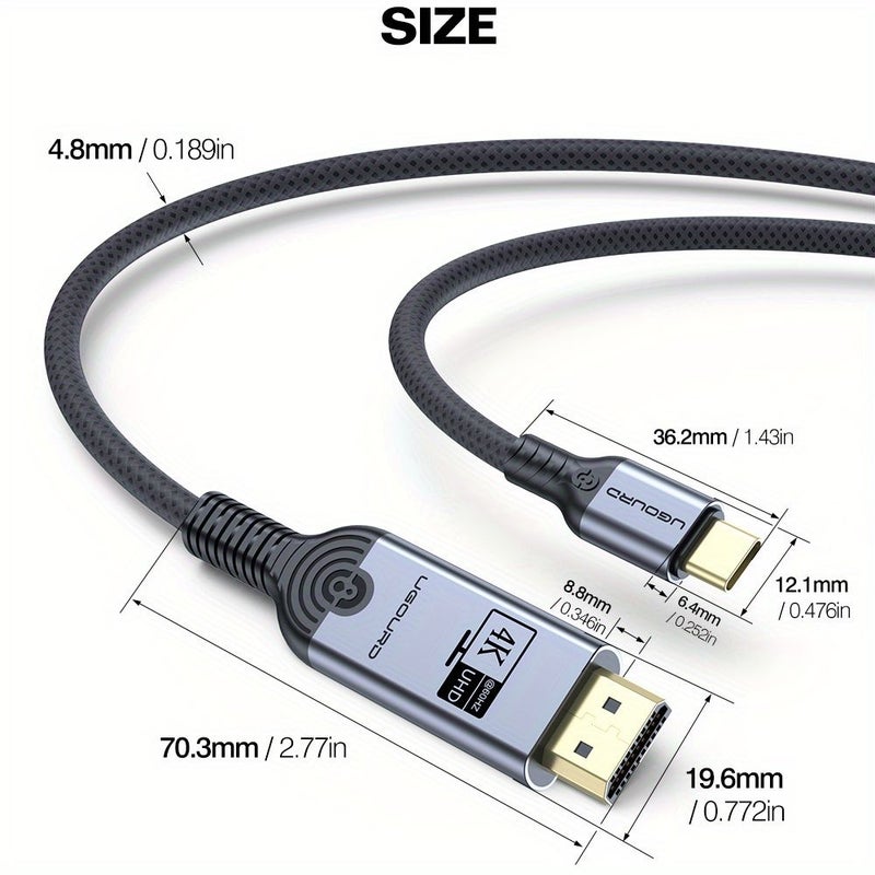 HDMI To Type C Cable 4K 60Hz 4 92 Feet Compatible With Switch Macbook Pro Air iPad Pro And Phone - Image 4