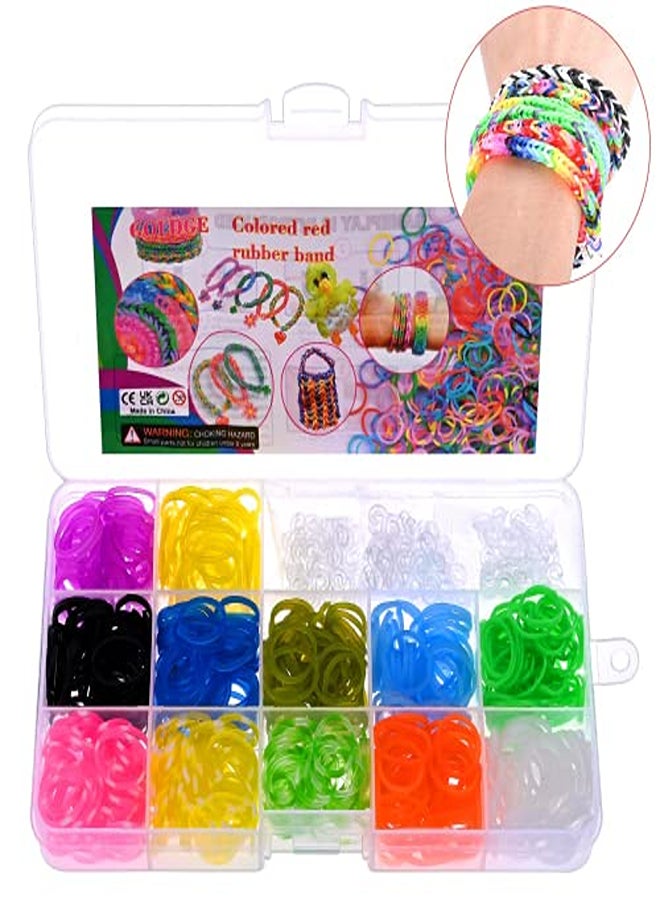 1200+ PCS Rubber Elastic Bracelets, Loom Kit Elastic Bracelets Ecological Rubber with Storage Box for Birthday Gift Party Toys Children Over 6 Years 