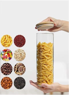 1Chase Borosilicate Glass Storage Jar With Airtight Bamboo Lid, Clear Glass Container, Pantry Organizer For Spaghetti, Pasta, Noodles, Coffee, Tea, Sugar, Set of 2, 2200ML  - Image 5