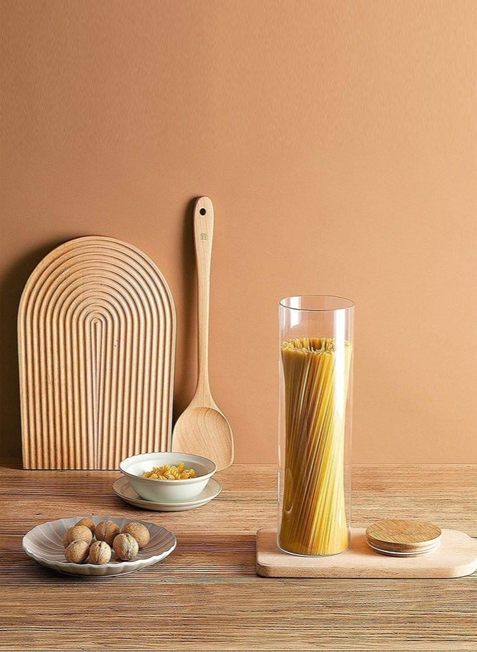 1Chase Borosilicate Glass Storage Jar With Airtight Bamboo Lid, Clear Glass Container, Pantry Organizer For Spaghetti, Pasta, Noodles, Coffee, Tea, Sugar, Set of 2, 2200ML  - Image 4