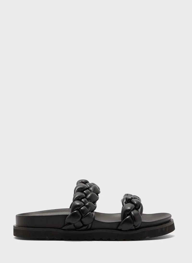 Ginger Double Braided Strap Footbed Flat Sandal