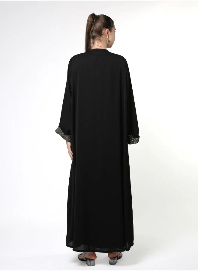 لاين 73 باي زهرة Patterned Front-Cut A-Line Abaya