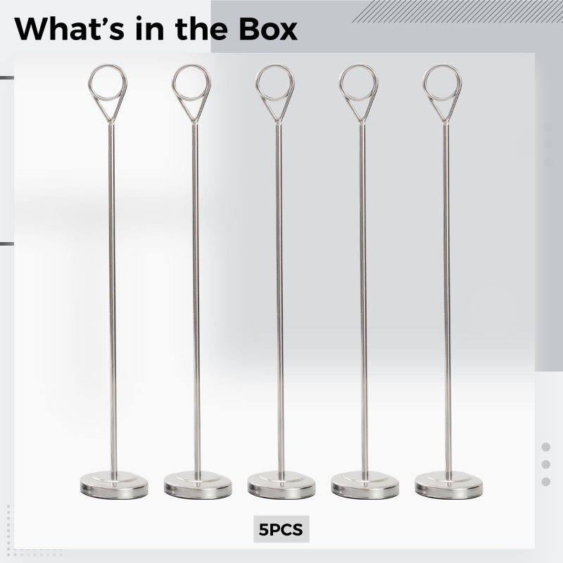Stainless Steel Table Number Holders 12 4 Inch Silver 5 Pcs Display Stands For Restaurant Wedding Party - Image 5