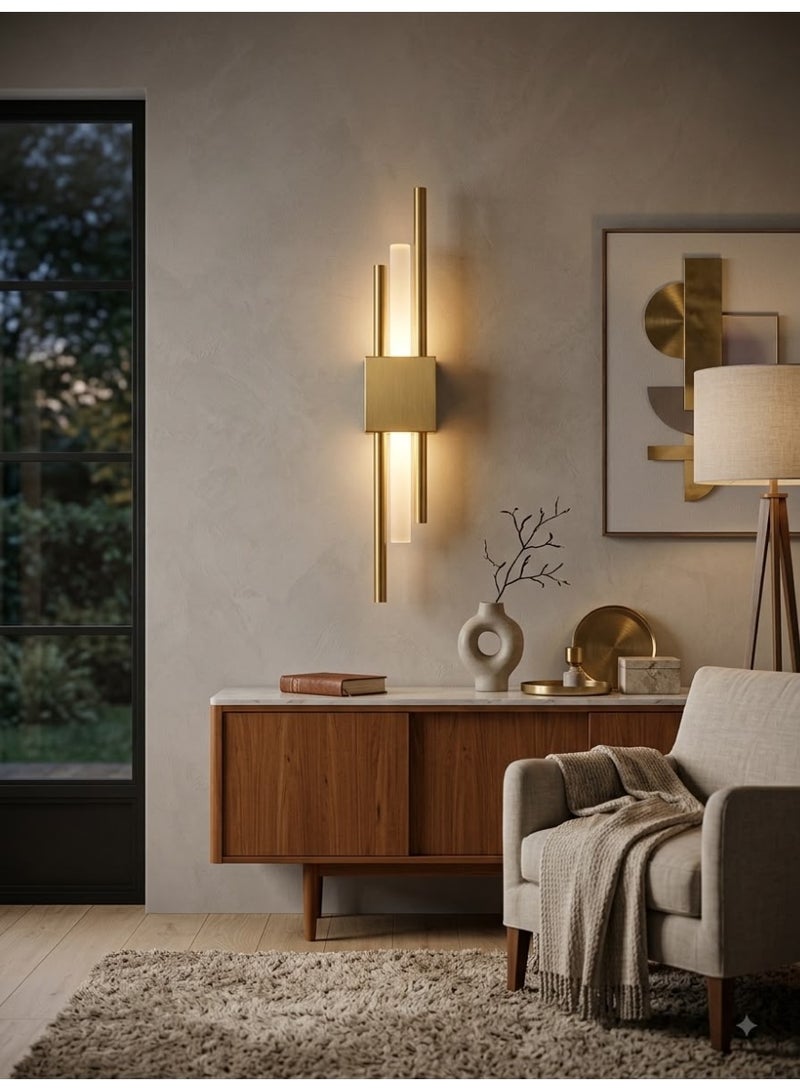Modern LED Wall Sconce, Contemporary Design with Gold Metal Frame, Warm Lighting