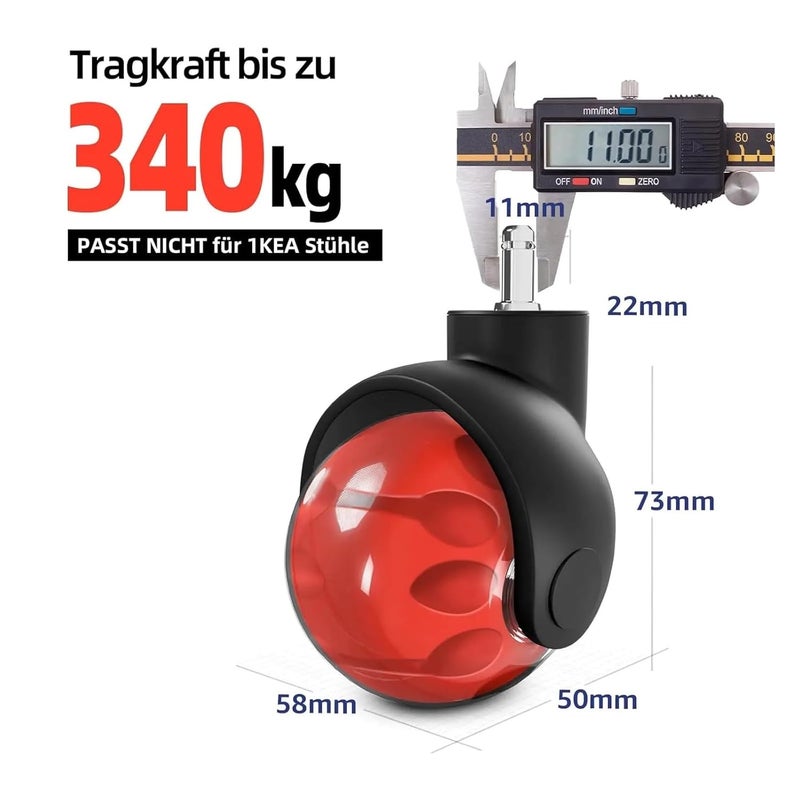 2 Inch Heavy Duty Caster Wheels 5 Pcs M11 Pole Quiet Office Chair Desk Wheels - Image 4