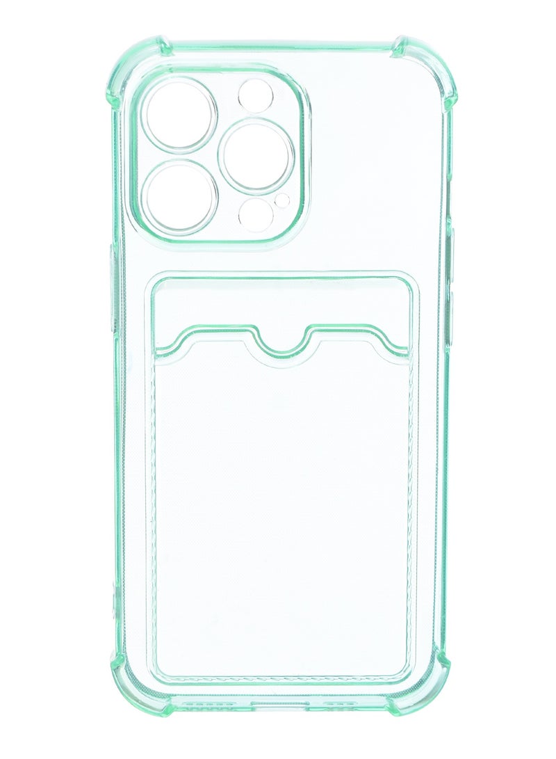 Silicone Back Phone Protection Cover With Silicone Pocket And Safety Edges For Iphone 13 Pro 6.1 - Transparent Green  - Image 1