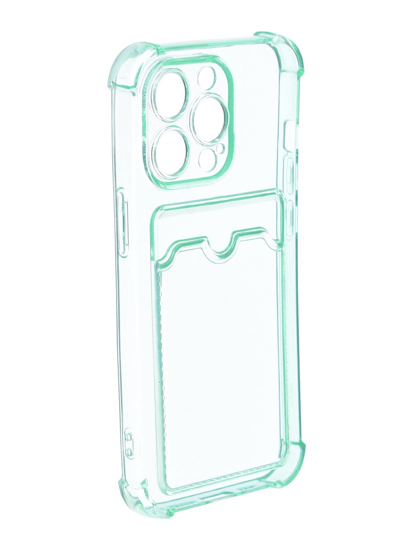 Silicone Back Phone Protection Cover With Silicone Pocket And Safety Edges For Iphone 13 Pro 6.1 - Transparent Green  - Image 2