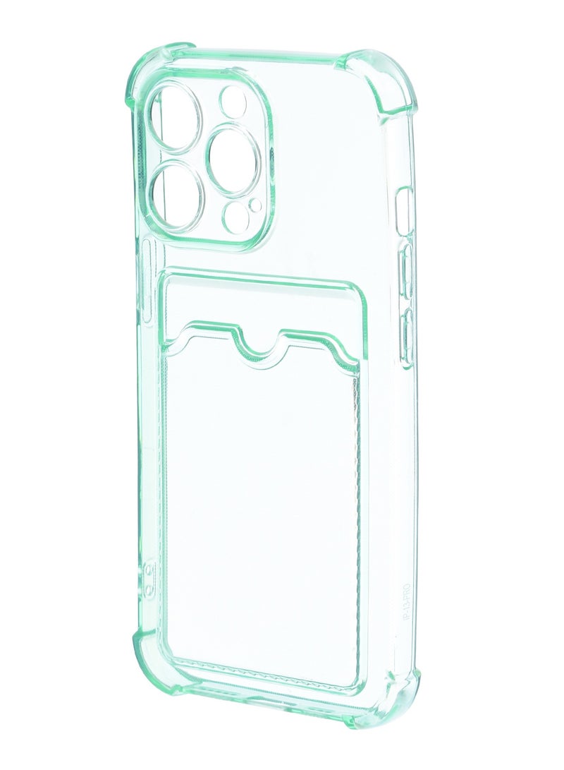 Silicone Back Phone Protection Cover With Silicone Pocket And Safety Edges For Iphone 13 Pro 6.1 - Transparent Green  - Image 3
