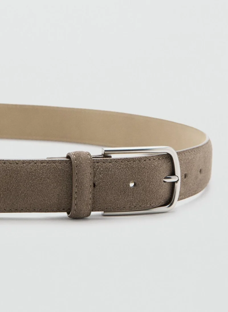 Mango Man Thin suede leather belt