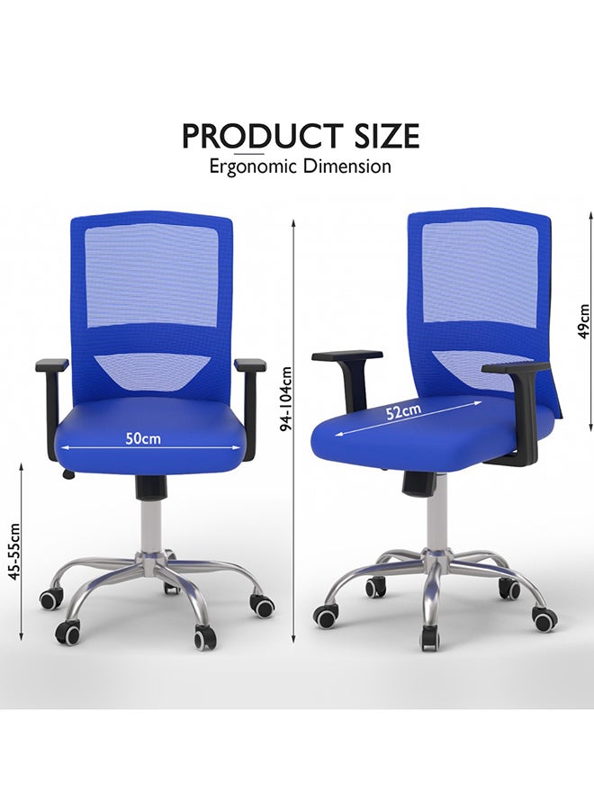 Mahmayi Mahmayi TJ HY-902 Medium Back Mesh Office chair with Lumbar Support Blue  - Image 4