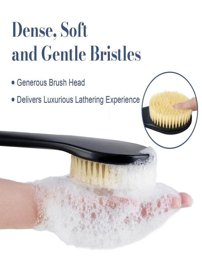 VANZAVANZU Back Scrubber for Shower, Shower Body Brush for Cleaning with Long Handle for Showering, 17 Inch Back Washer Exfoliator for Shower Men Women with Non-Slip Handle, Adhesive Hook (Black-Boar Bristles) - Image 5