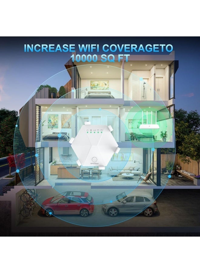 6 هوائيات 1200 ميجابت في الثانية ثنائي النطاق 5 جيجاهرتز/2.4 جيجاهرتز إنترنت لاسلكي طويل المدى معزز ومكرر واي فاي مع تغطية تصل إلى 10000 قدم مربع - Image 5
