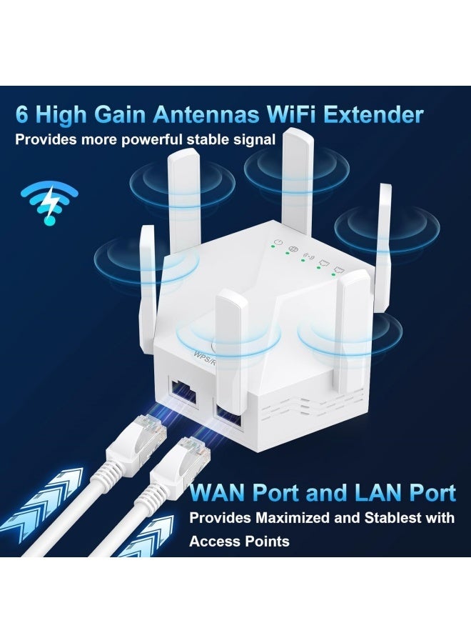 6 هوائيات 1200 ميجابت في الثانية ثنائي النطاق 5 جيجاهرتز/2.4 جيجاهرتز إنترنت لاسلكي طويل المدى معزز ومكرر واي فاي مع تغطية تصل إلى 10000 قدم مربع - Image 2