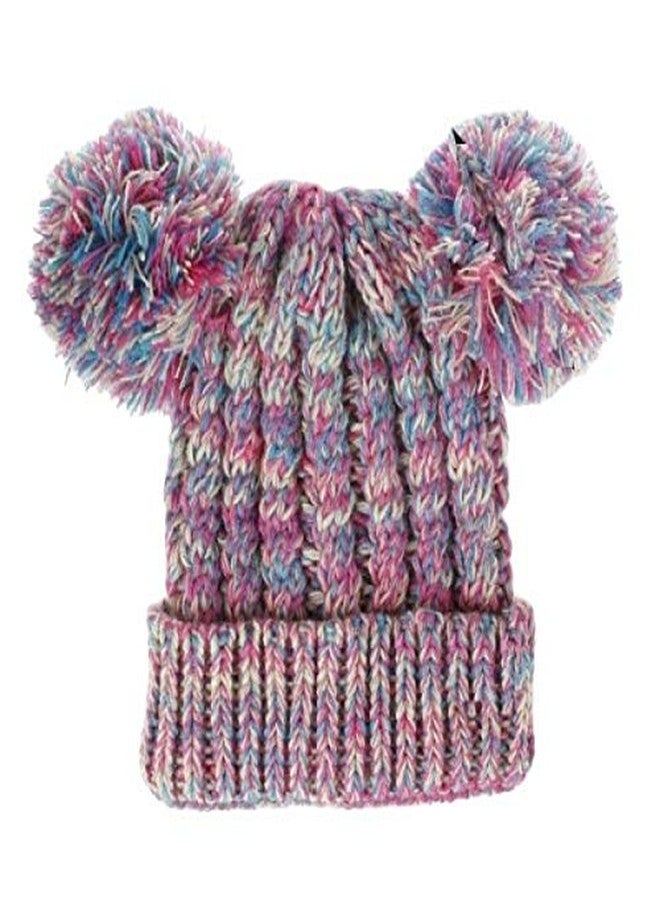 V3E Baby Boys & Girl's Beanie Knit Hat Winter Twist Double Pom Pom Wool Knitted Cap with Cartoon Mouse Ears (Multicolor) - Image 2