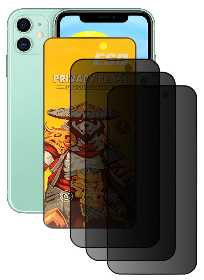 ESD 3 Pieces Tempered Dustproof Privacy Glass Screen Protector Compatible For iPhone 11 - Image 1