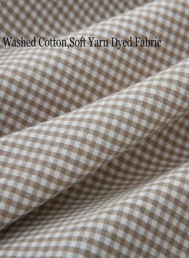 Silnuo Brown/White Ruffle Plaid Throw Pillow Covers Farmhouse Checkered Gingham Pillowcases 24"x24" Pillow Shams for Couch,Sofa,Bed and Living Room - Image 4