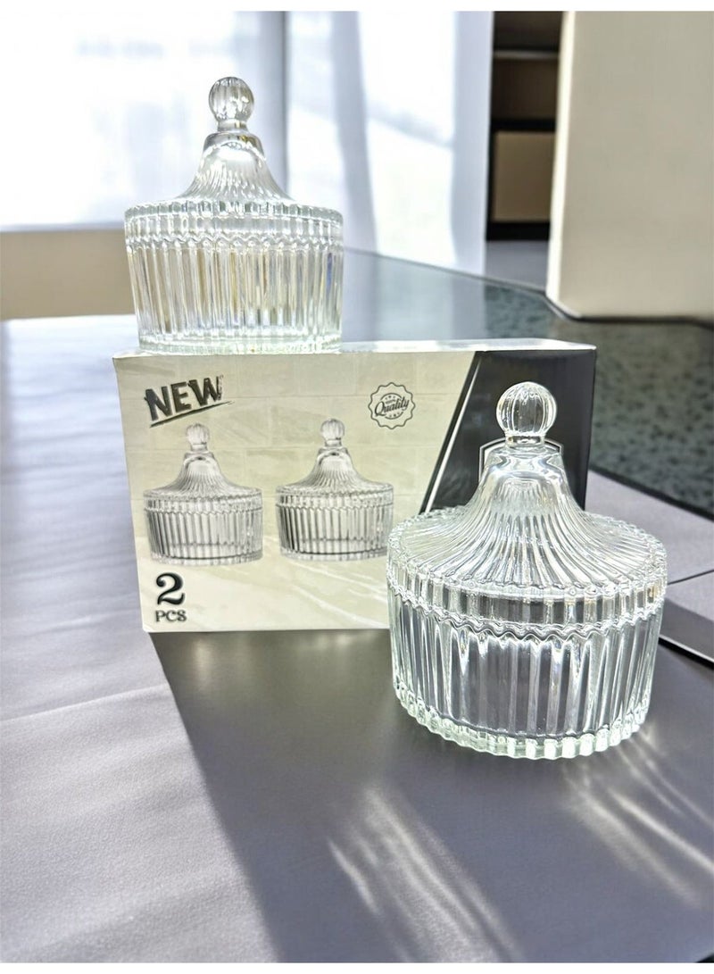 Green Apple 2pes glass Dates bowl With Lid - Image 1