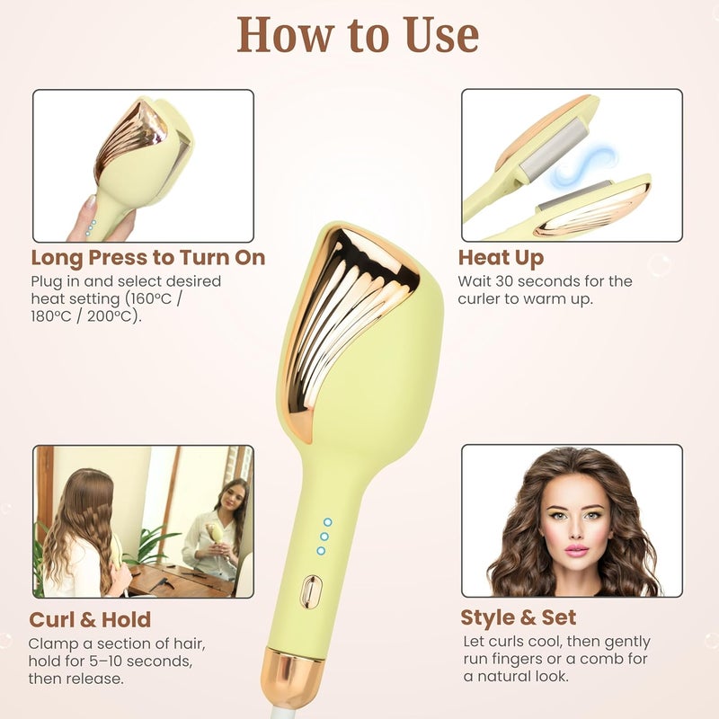 JAYTOP Hair Curler Machine | Automatic Hair Curler For Women with 3 Temperature Settings | Easy Wavy & Curly Hairstyles | Beach Waves Curling Iron | Anti-Scald Design, Quick Curls in 10-15 Min, Tangle-Free, Ceramic Coating, 360° Swivel Cord (Green) - Image 3