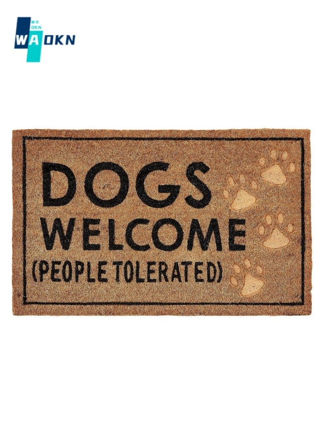 WAOKN Welcome Doormat, Rectangular Polyester Carpet Letter Printed Doormat Outdoor Anti Slip Absorbent Floor Mat Entrance Foot Mat for Terrace, Home, Classroom, 50cm x 80cm  - Image 1