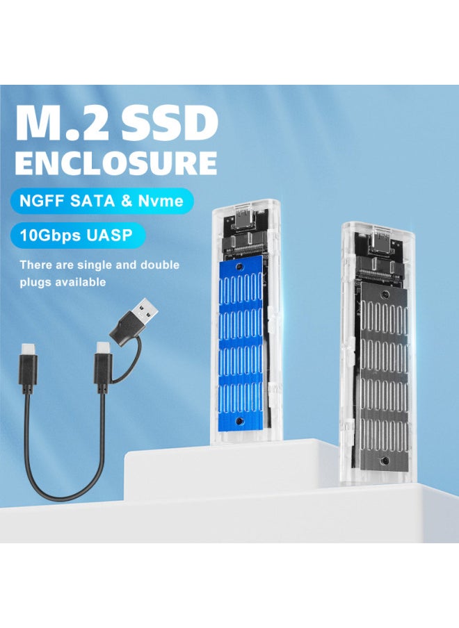 M.2 Solid-state Transparent Hard Disk Box NGFF/NVME Protocol Hard Disk Box High-speed Transmission With Heat Sink-Color:Transparent + Black-NGFF Single Protocol With Single Line  - Image 2