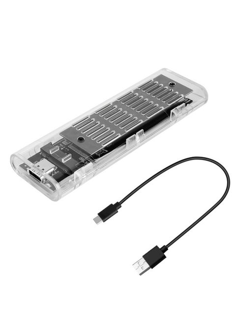 M.2 Solid-state Transparent Hard Disk Box NGFF/NVME Protocol Hard Disk Box High-speed Transmission With Heat Sink-Color:Transparent + Black-NGFF Single Protocol With Single Line