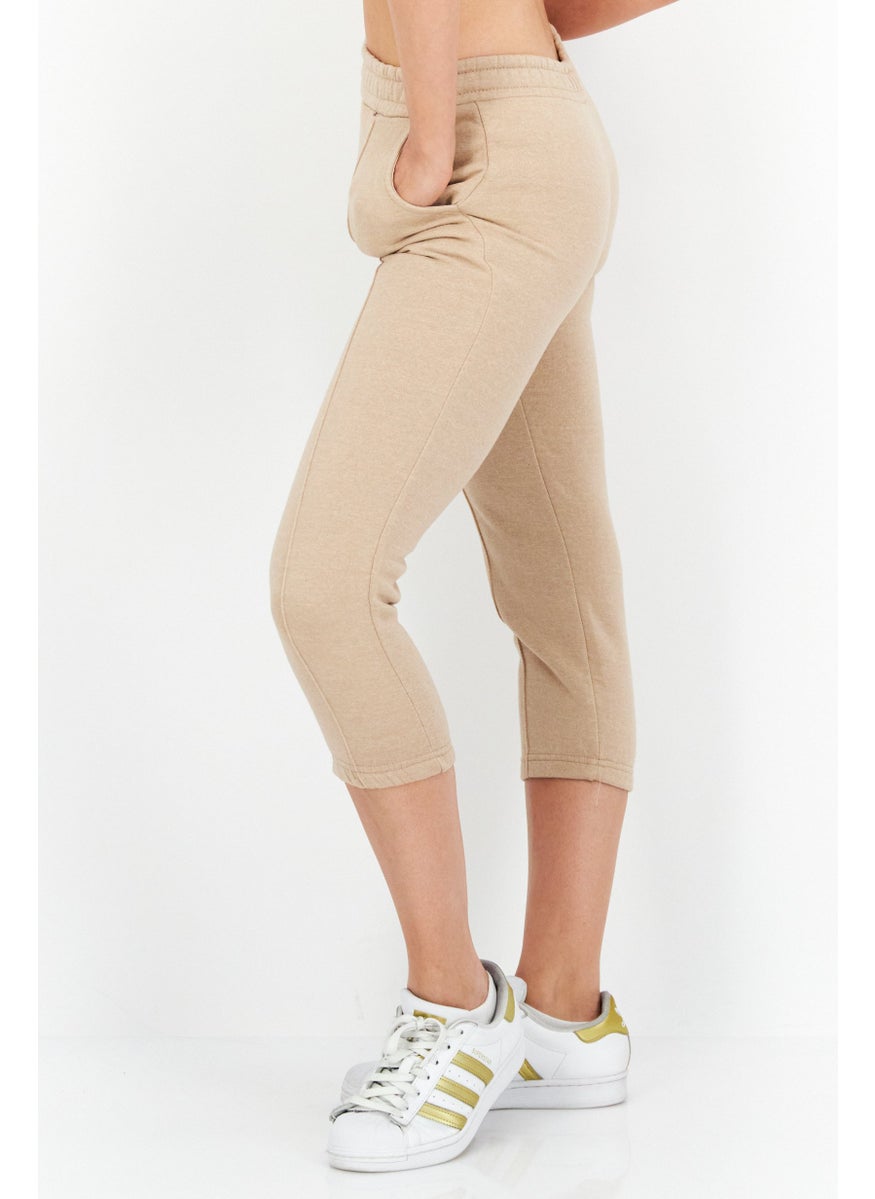 Don't Call Me Jennyfer - Women Pull On Fleece Plain Sweatpants, Tan - Image 1