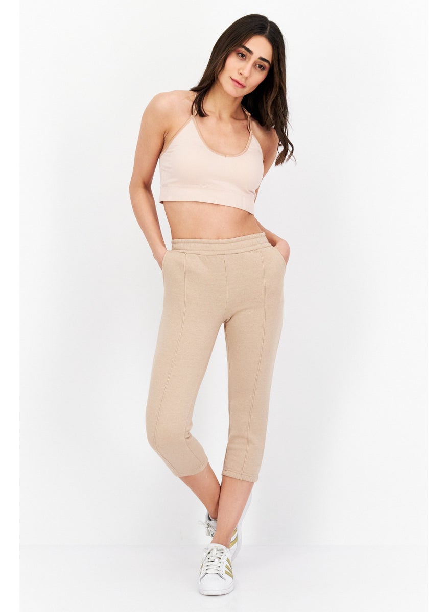 Don't Call Me Jennyfer - Women Pull On Fleece Plain Sweatpants, Tan - Image 1
