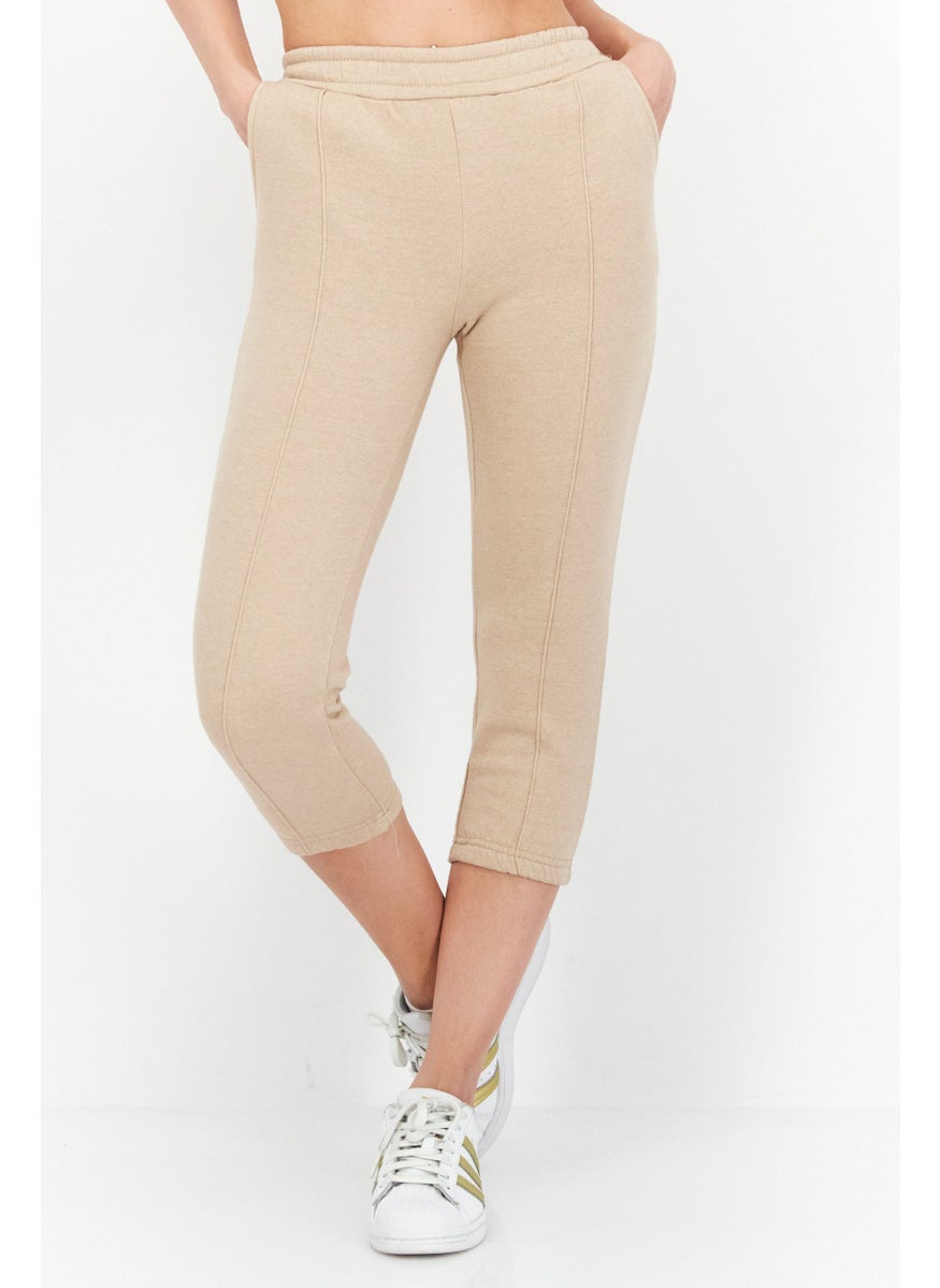 Don't Call Me Jennyfer - Women Pull On Fleece Plain Sweatpants, Tan - Image 1