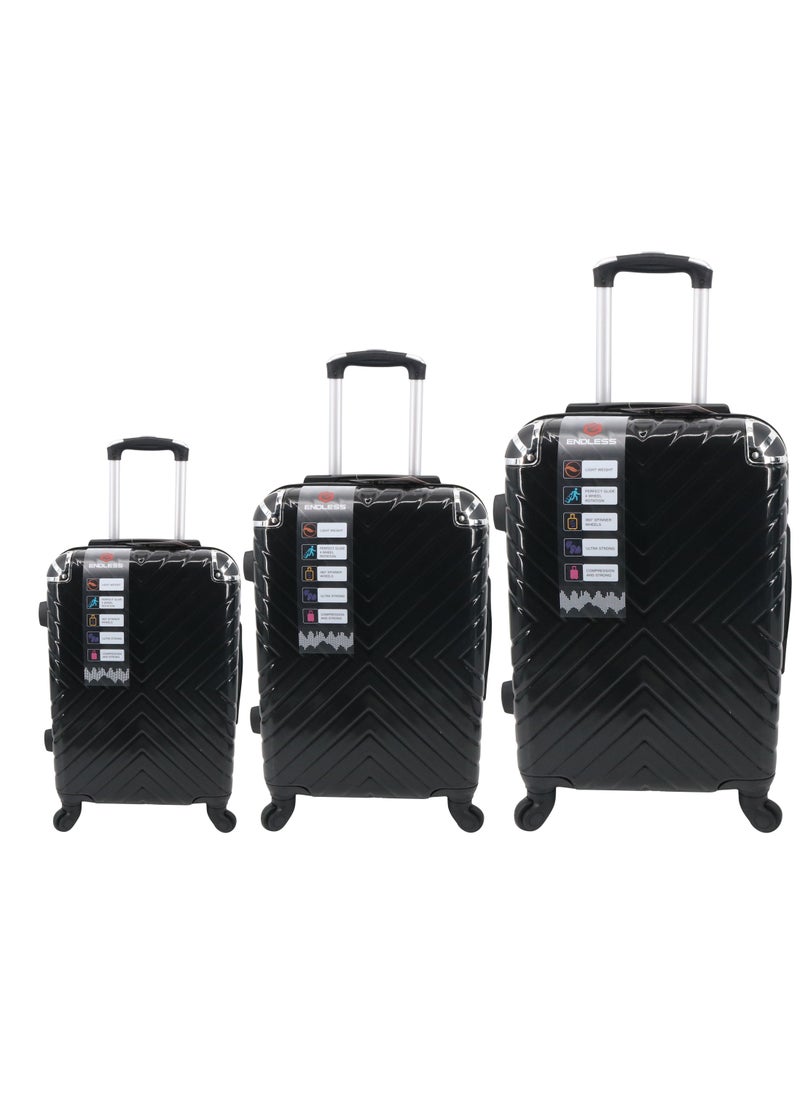 ENDLESS  Set Of 3 Polycarbonate Luggage-75cm, 65cm (Check-In) & 55cm (Cabin) Hardsided Spinner Trolley Bags With In-Built TSA Lock | Carry on Luggage  - Image 1