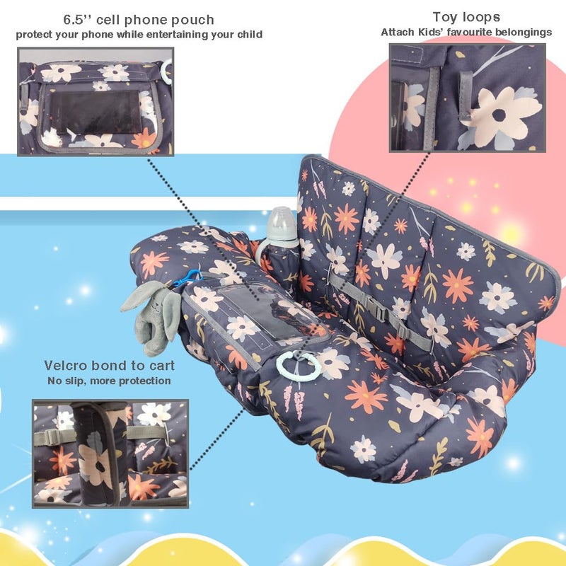 DODO NICI Shopping Cart Cover for Baby/Toddler, Cozy High Chair Cover & Grocery cart Cover Cushion, Dark Blue - Image 3