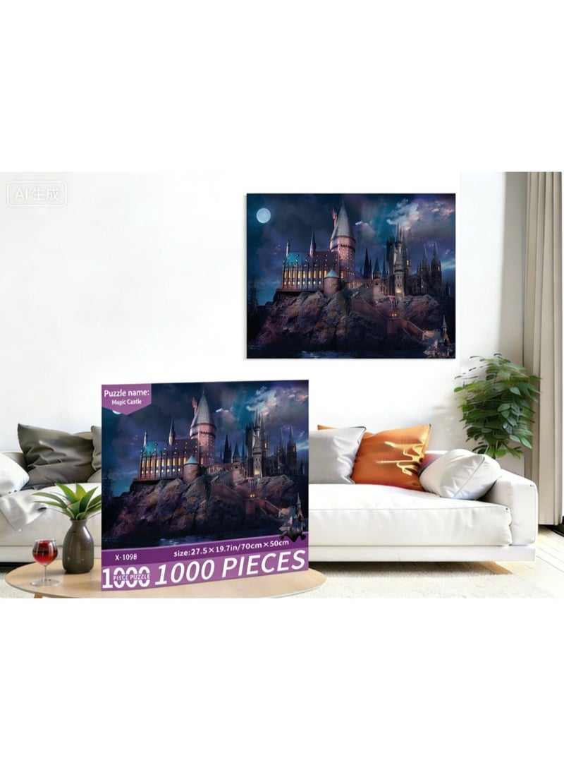 1000pcs adult cartoon puzzle, cartoon drawing challenge puzzle, suitable for family activities, game nights, gifts to relieve stress, magic academy - Image 2