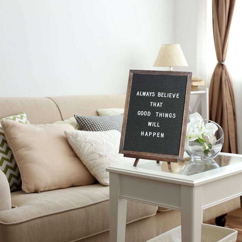 Destop Felt Letter Board with Rustic Vintage Frame and Stand 12x16 inch,Grey Changeable Letter and Message Board Includes 792 Letters, Numbers and Symbols, Hook to Hang, 2 Canvas Bags - Image 5