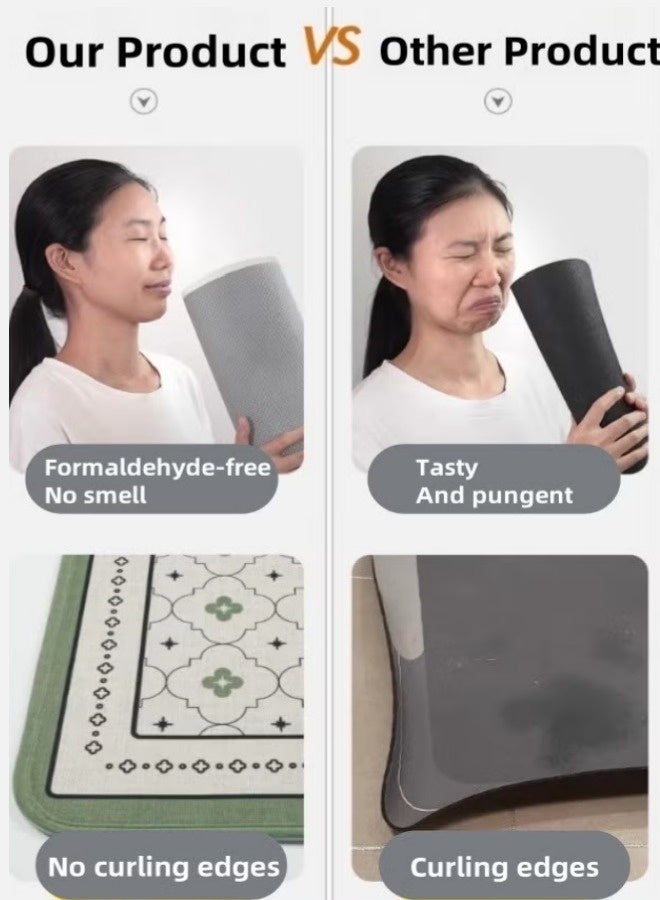 2 PCS Diatom Mud  Kitchen Rug Mat, Anti-slip and waterproof kitchen floor mats, Super Absorbent Soft Floor Carpet, Strong Quick-Drying, Easy to Clean, For Kitchen, Bath, Office, Laundry (40*60cm+40*120cm - Image 5