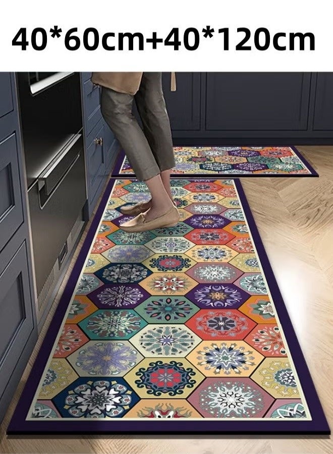 2 PCS Diatom Mud  Kitchen Rug Mat, Anti-slip and waterproof kitchen floor mats, Super Absorbent Soft Floor Carpet, Strong Quick-Drying, Easy to Clean, For Kitchen, Bath, Office, Laundry (40*60cm+40*120cm - Image 2