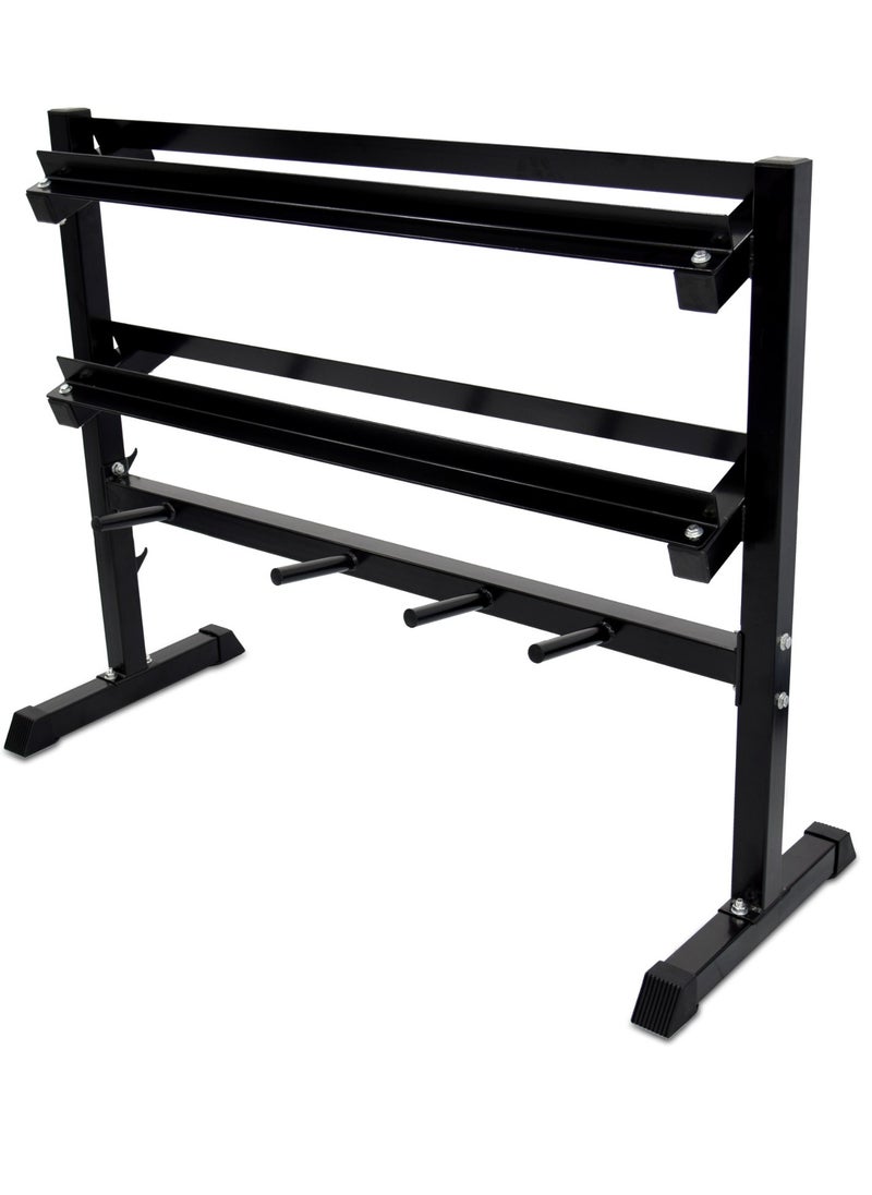 Sky Land Heavy-Duty Steel Weight Rack | Multipurpose Dumbbell Rack, Barbell & Weight Plate Storage Stand – Compact & Sturdy Home Gym Organizer | EM-9226, Black  - Image 1