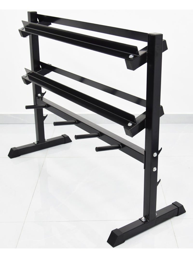 Sky Land Heavy-Duty Steel Weight Rack | Multipurpose Dumbbell Rack, Barbell & Weight Plate Storage Stand – Compact & Sturdy Home Gym Organizer | EM-9226, Black  - Image 2