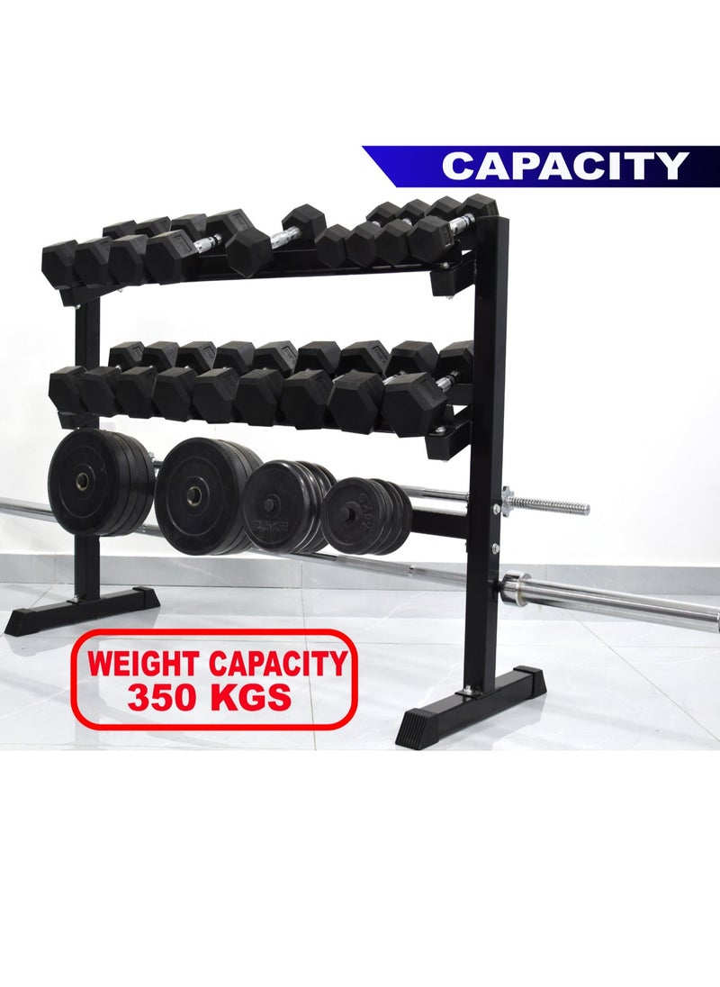Sky Land Heavy-Duty Steel Weight Rack | Multipurpose Dumbbell Rack, Barbell & Weight Plate Storage Stand – Compact & Sturdy Home Gym Organizer | EM-9226, Black  - Image 3