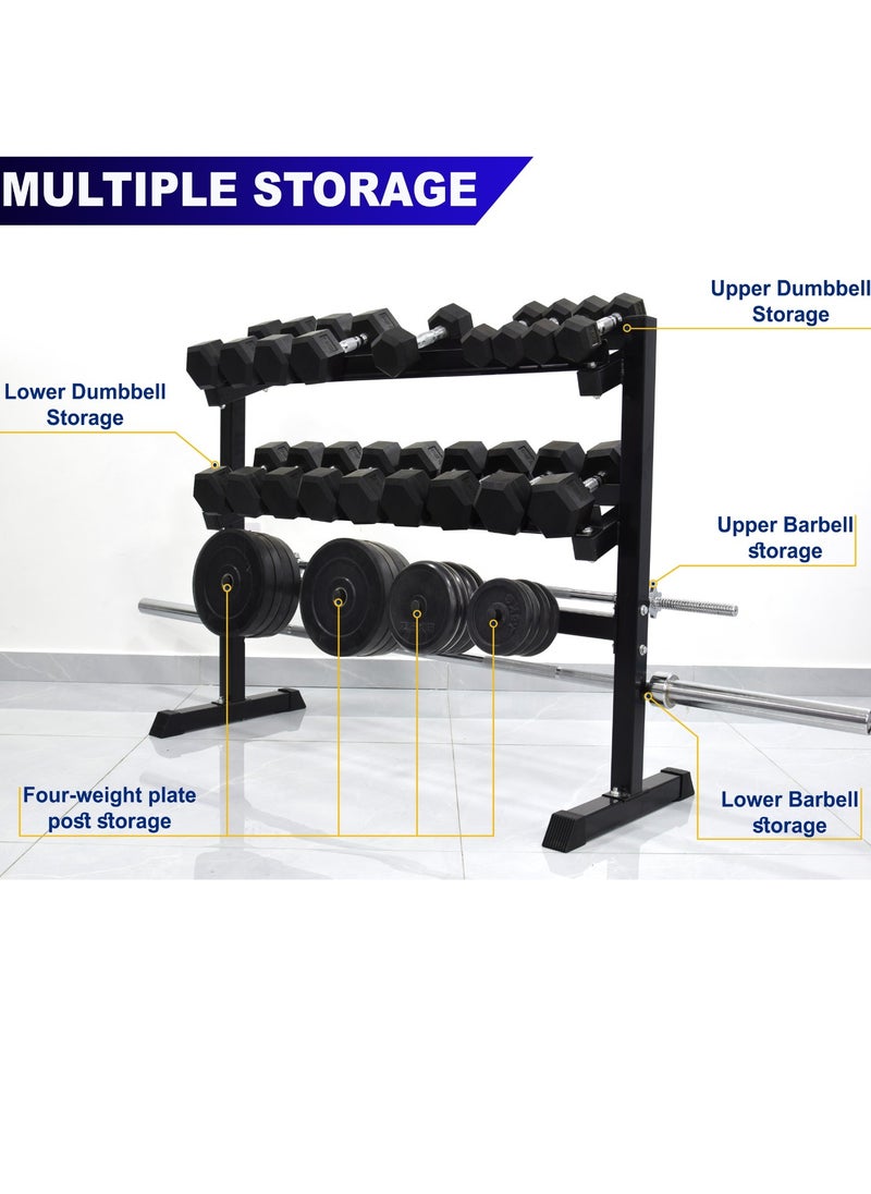 Sky Land Heavy-Duty Steel Weight Rack | Multipurpose Dumbbell Rack, Barbell & Weight Plate Storage Stand – Compact & Sturdy Home Gym Organizer | EM-9226, Black  - Image 5