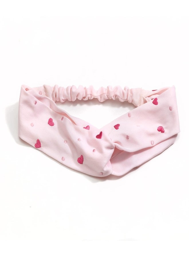 MASQ by Q-One Hair Accessories, Heart Embroidered, Handmade, Hair Band/HeadBand for Women, Girls with Elastic (Pink, Pack of 1) - Image 1