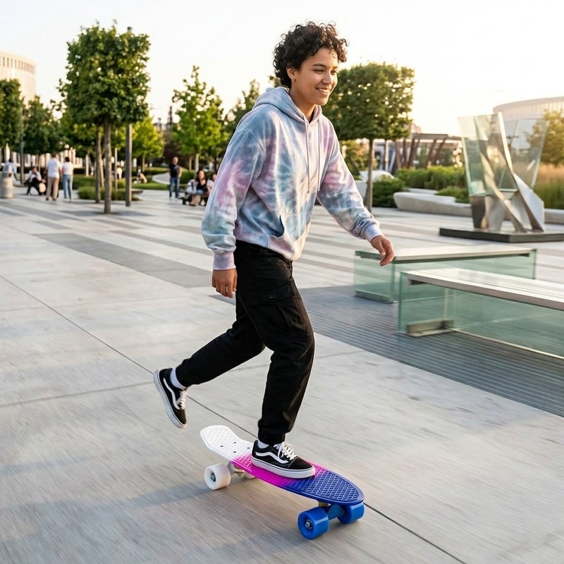 Dream Land Colorful Gradient Cruiser Skateboard with Textured Deck 2 Colors Assortment (Only One will Sent) - JP-HB-12 - Image 4