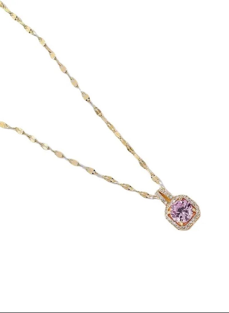 نونز أب سلسال مصنوع من الاستانلس ستيل مطلي باللون الذهبي عيار 18 ومرصع بالزركون - Image 4